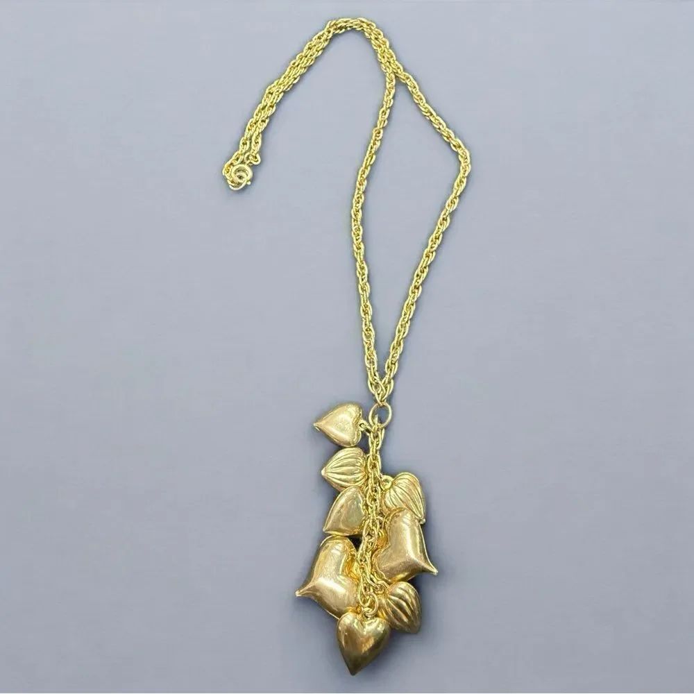 Gold Tone Necklace with Heart Charms